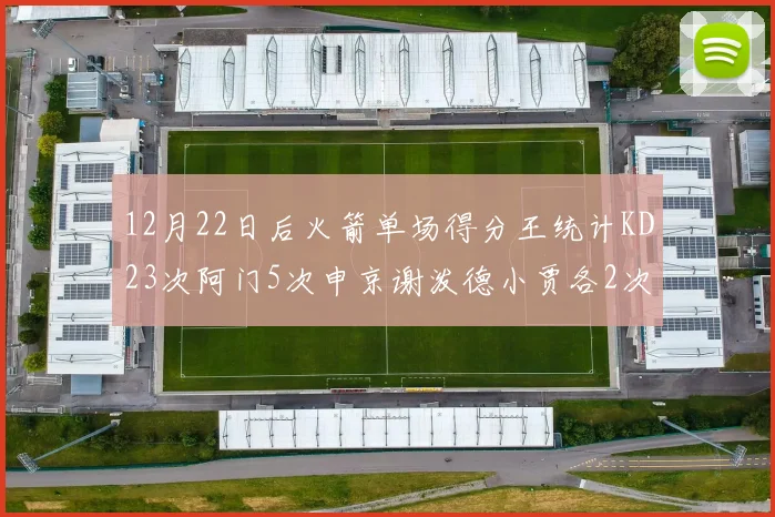12月22日后火箭单场得分王统计KD23次阿门5次申京谢泼德小贾各2次