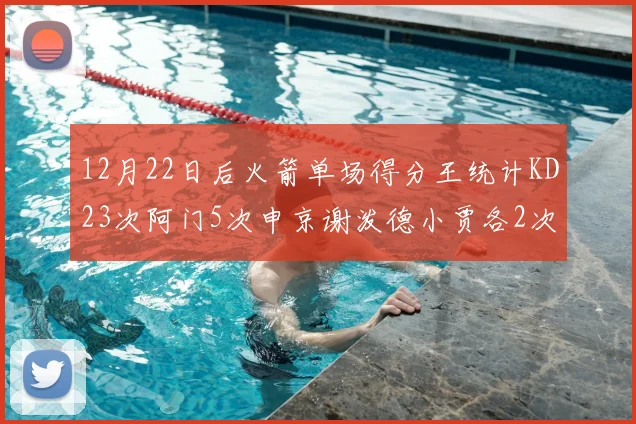12月22日后火箭单场得分王统计KD23次阿门5次申京谢泼德小贾各2次
