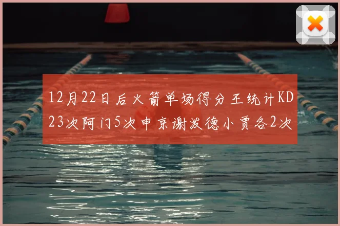 12月22日后火箭单场得分王统计KD23次阿门5次申京谢泼德小贾各2次