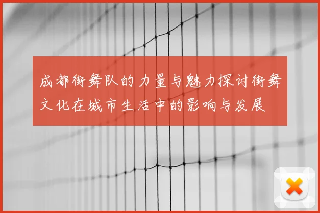 成都街舞队的力量与魅力探讨街舞文化在城市生活中的影响与发展