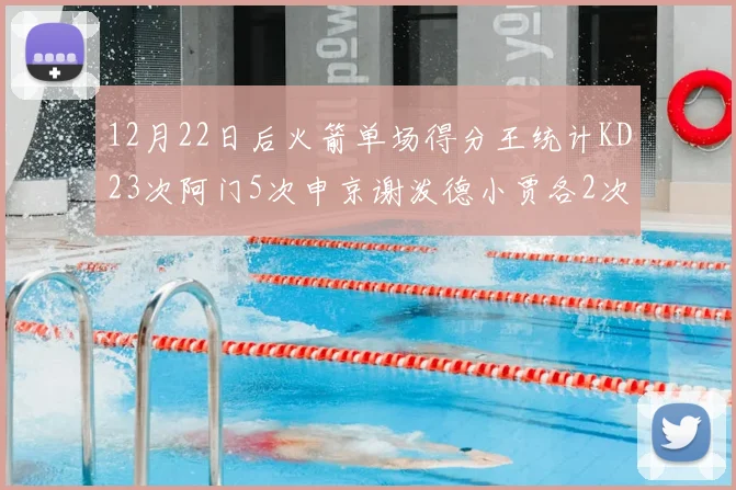12月22日后火箭单场得分王统计KD23次阿门5次申京谢泼德小贾各2次