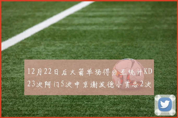 12月22日后火箭单场得分王统计KD23次阿门5次申京谢泼德小贾各2次